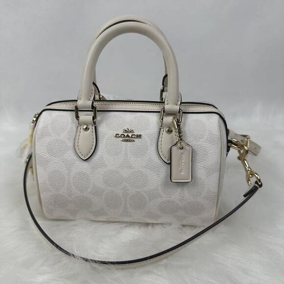 Coach Mini Rowan Crossbody In Signature Canvas In Gold/Chalk Cw329 NWT - Picture 1 of 11